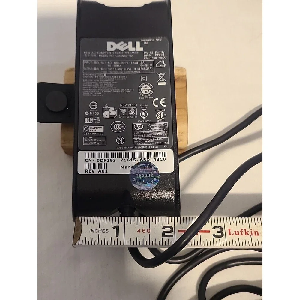 Genuine DELL Laptop Charger 65W AC Adapter Power Supply #LA65NS0-00 Cord Strap